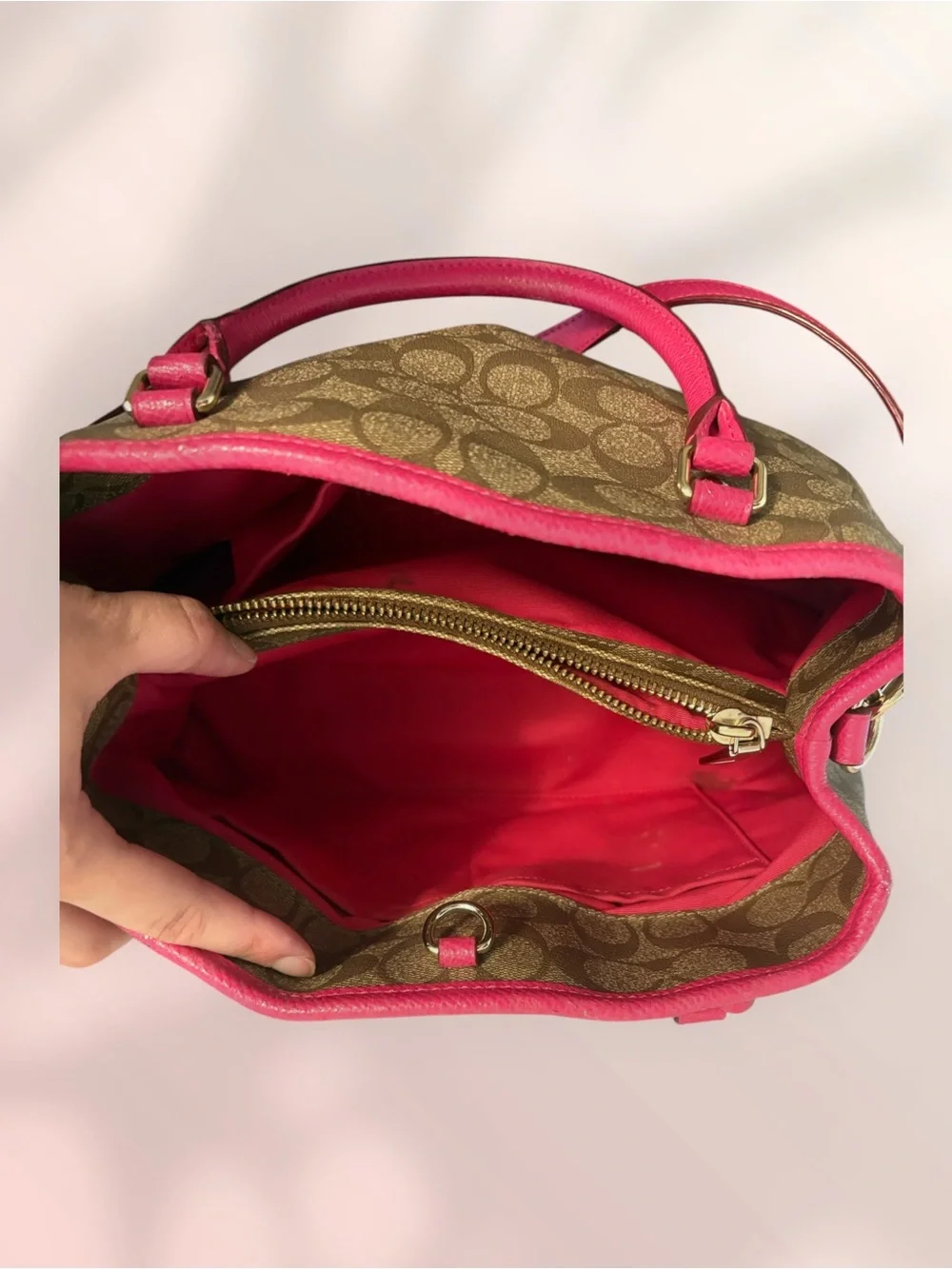Coach Margot Carryall Satchel with Certificate of Authenticity Pink Trim